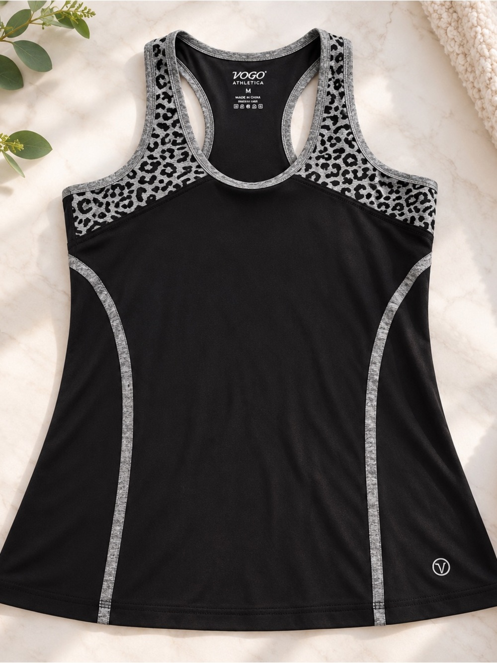 Vogo athletics black and grey cheetah tank e